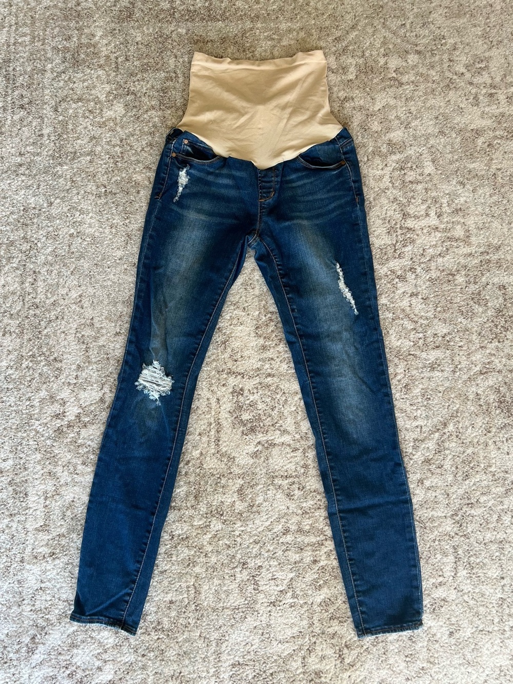 Articles of Society Dark Blue Distressed Maternity Skinny Jeans | Size 28
